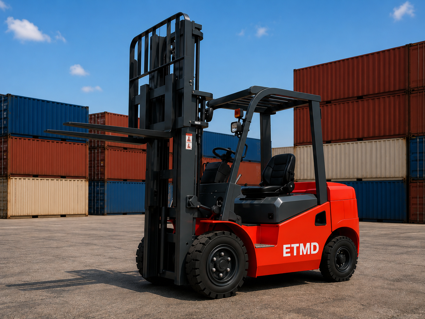 Chariot élévateur ETMD en zone conteneurs